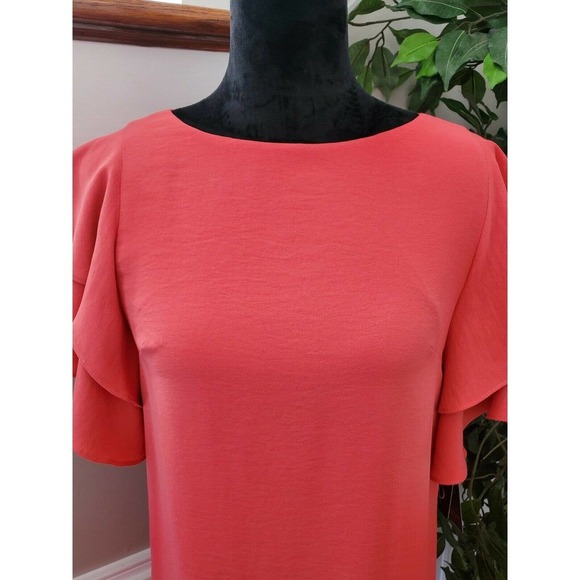 Adrianna Papell Women Solid Cora Polyester Short Sleeve Knee Length Dress Size 2 - Picture 3 of 10